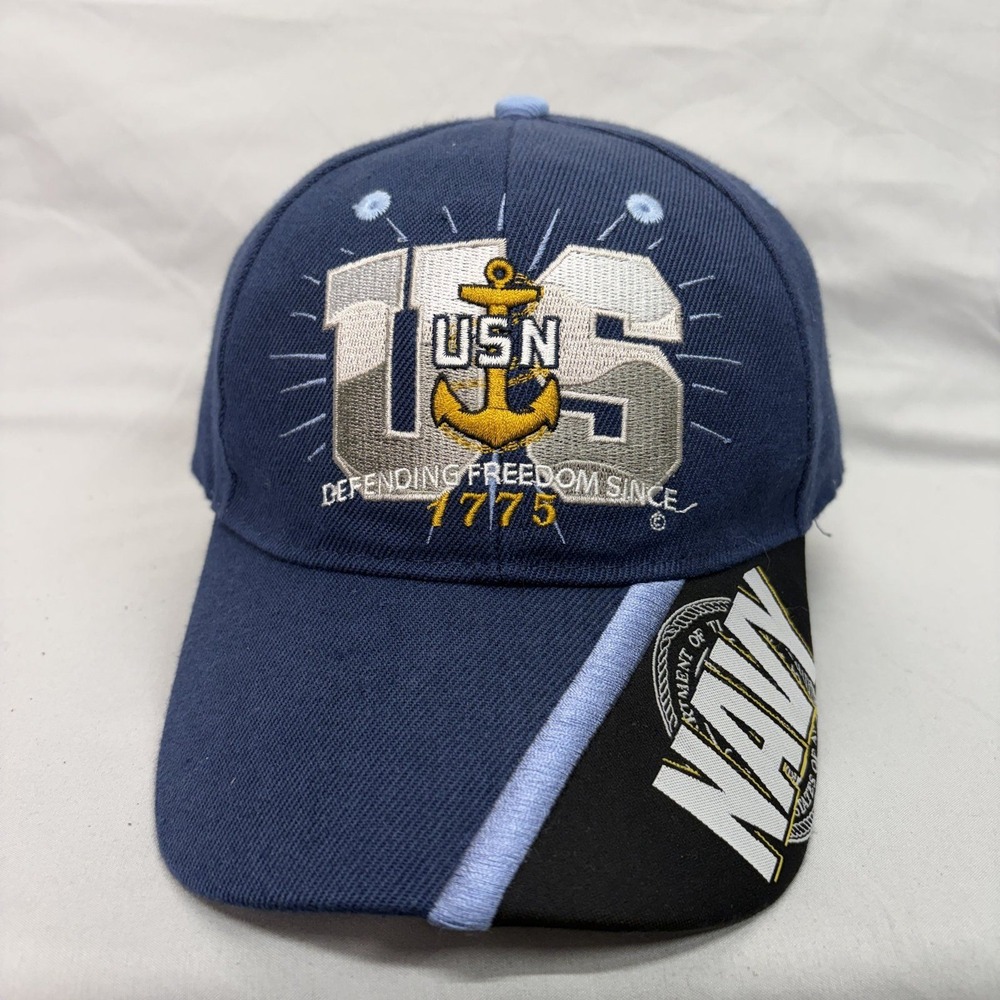 US Navy Baseball Cap Military Veteran Mens OSFM Blue Embroidered Hat